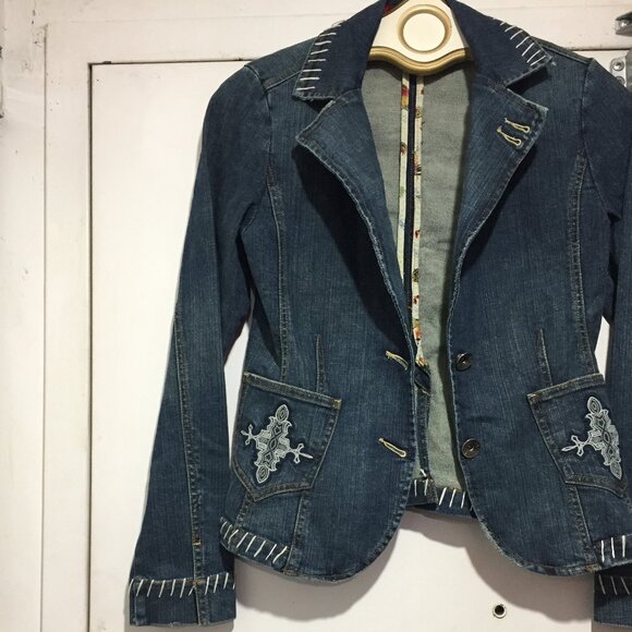 VINTAGE LEVEL 99 DENIM BLAZER JACKETS SIZE M - Picture 5 of 7